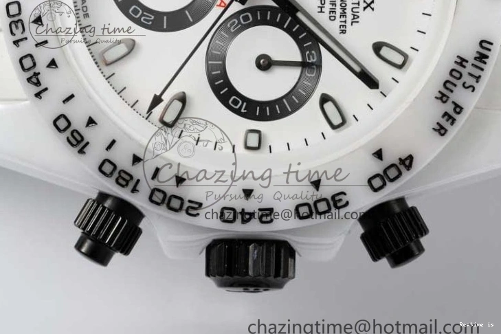 1223 FashionForward Daytona White Ceramic 5GF Best Edition White Black Dial on White Rubber Strap A 2329